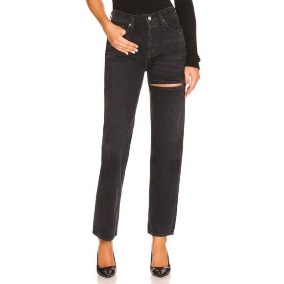 AGOLDE Lana Slice Straight Jean In Descent Size 25 Made In USA - Picture 2 of 9